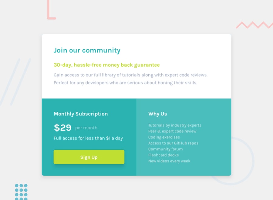 Single Price Grid Component Single Price Grid Component