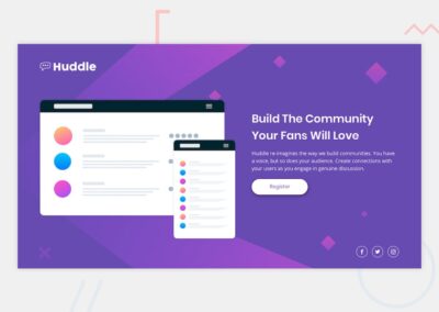 Huddle landing page with a single introductory section